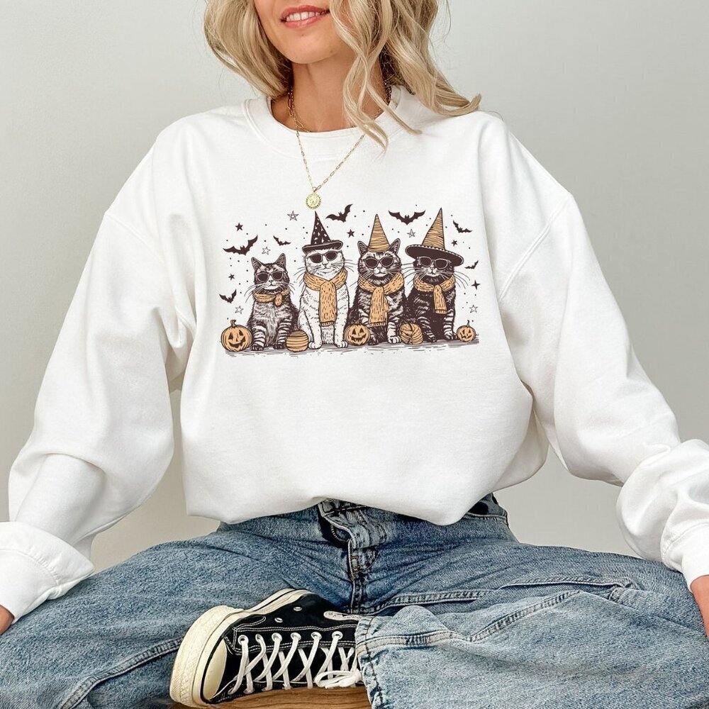 Cat Halloween Sweatshirt, Halloween Gifts, Gift for Her, Cat Mom Sweatshirt